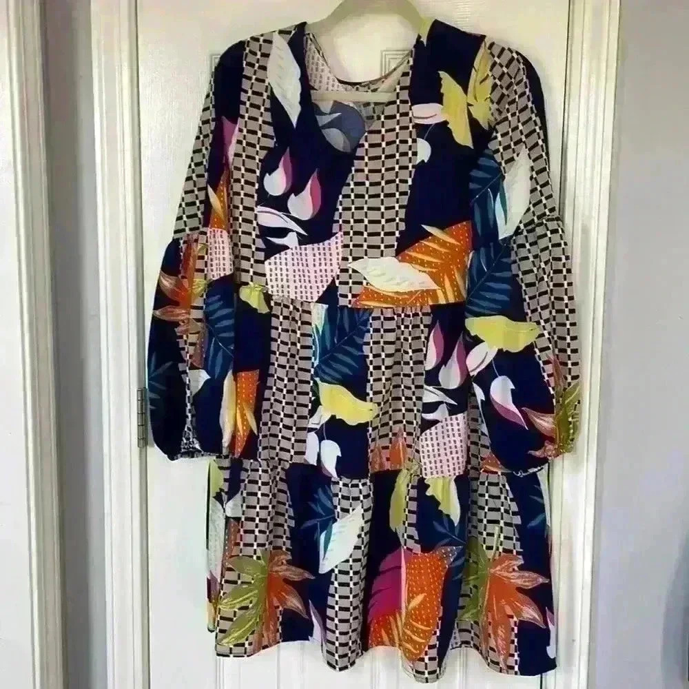 Bohemian dress - 3/4 sleeve - size small